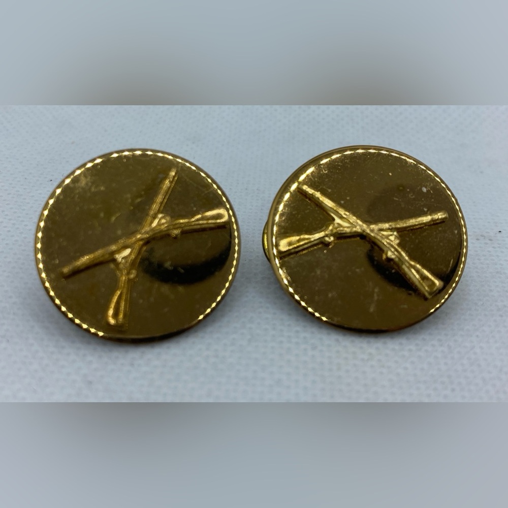 2 Cross Rifle Military Uniform Lapel Pin Brass